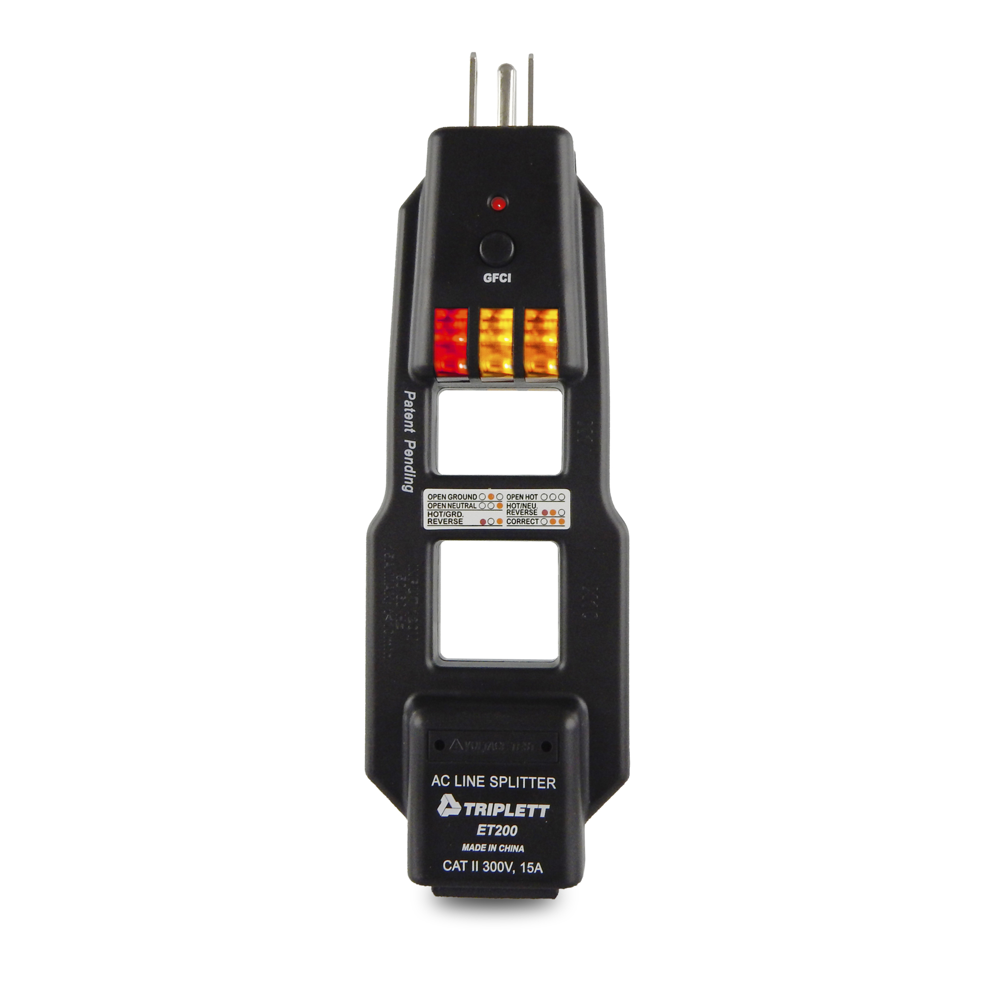 Triplett, GFCI Receptacle Tester with Line Splitter, Model# ET200